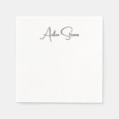 Stilvoll Einfache Schlichte Schwarz-Weiß-Minimalis Serviette (Vorderseite)