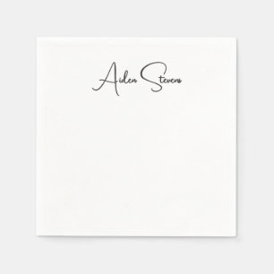 Stilvoll Einfache Schlichte Schwarz-Weiß-Minimalis Serviette