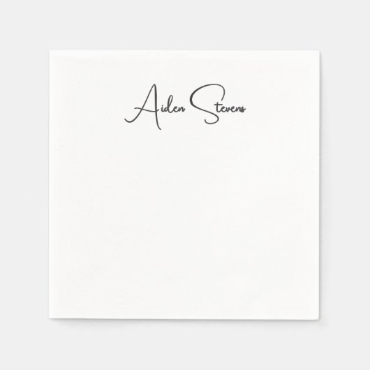 Stilvoll Einfache Schlichte Schwarz-Weiß-Minimalis Serviette (Vorderseite)