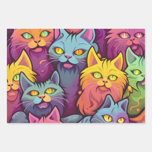 Stilvoll eingerichtet: Street Cats Pattern Geschenkpapier Set (Vorderseite 3)