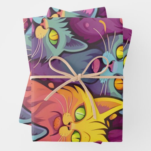 Stilvoll eingerichtet: Street Cats Pattern Geschenkpapier Set (Beispiel)