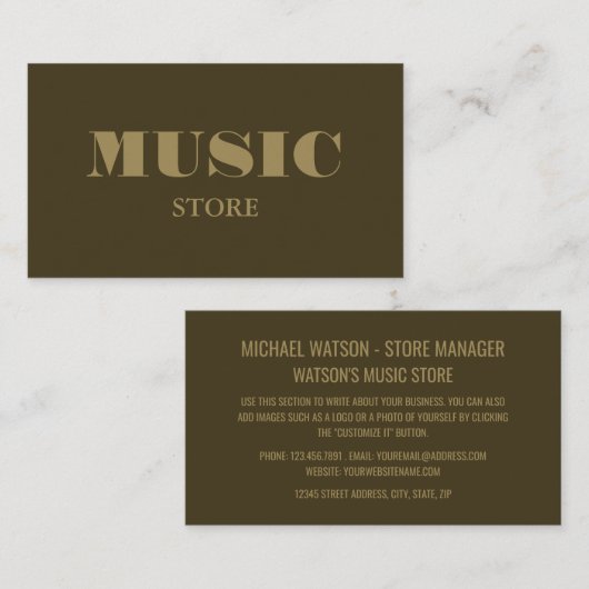 Stilvoll eingerichteter Music Store Visitenkarte (Vorne/Hinten)
