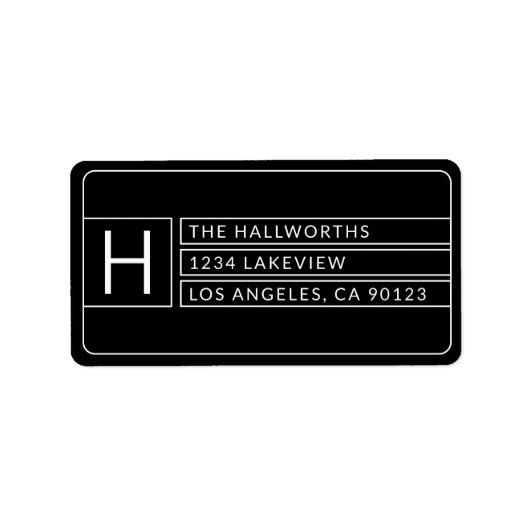 Stilvoll einzigartig Moderne Geometrie | Schwarz/W Adressaufkleber (Vorne)