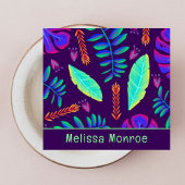 Stilvoll einzigartig Trendy Neon Floral Garden Quadratische Visitenkarte