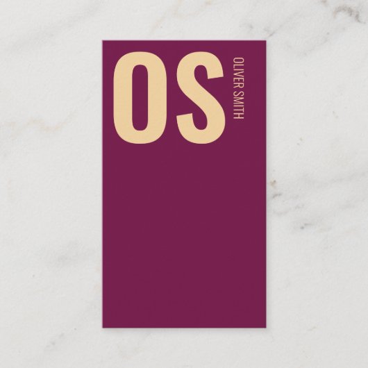 Stilvoll Einziges Burgundy Beruflich Monogram Visitenkarte (Vorderseite)