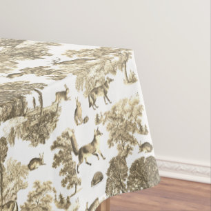 Stilvoll Elegant Beige Französisch Toile Fox Rabbi Tischdecke