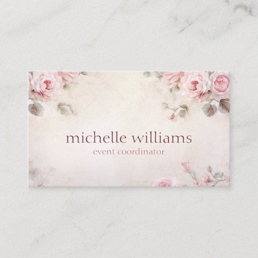 Stilvoll Elegant Chic Pink Blume Blumen Visitenkarte (Vorderseite)