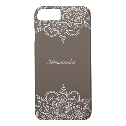 Stilvoll & elegant Choc & White Mandala Lace Case-Mate iPhone Hülle (Rückseite)