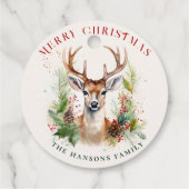 Stilvoll & elegant Deer Christmas Gärten Custom Geschenkanhänger (Rückseite)