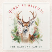 Stilvoll & elegant Deer Christmas Gärten Custom Glasuntersetzer (Vorderseite)