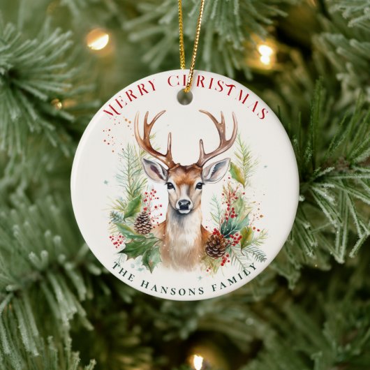 Stilvoll & elegant Deer Christmas Gärten Custom Keramik Ornament (Baum)