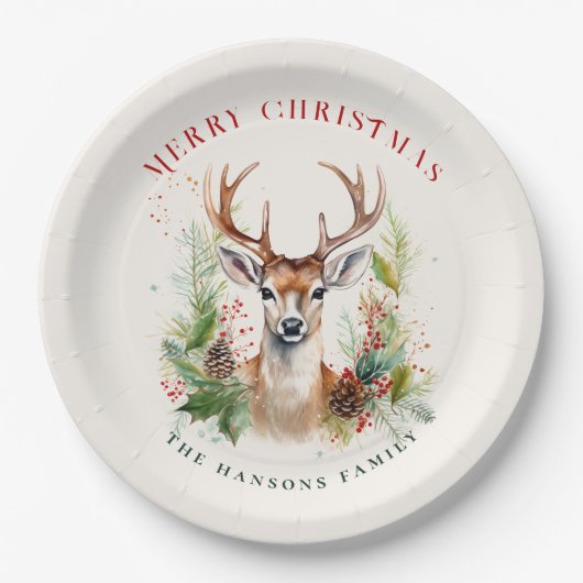 Stilvoll & elegant Deer Christmas Gärten Custom Pappteller (Vorderseite)