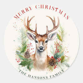 Stilvoll & elegant Deer Christmas Gärten Custom Runder Aufkleber