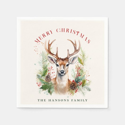 Stilvoll & elegant Deer Christmas Gärten Custom Serviette (Vorderseite)