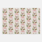Stilvoll & elegant Deer Christmas Greenery Muster Geschenkpapier Set (Vorderseite 3)