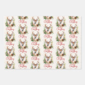 Stilvoll & elegant Deer Christmas Greenery Muster Geschenkpapier Set (Vorderseite)