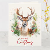 Stilvoll & elegant Deer Custom Foto Weihnachten Karte (Gelbe Blume)
