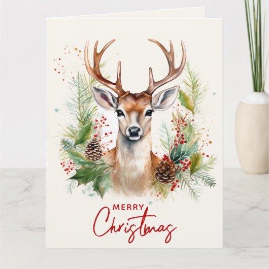 Stilvoll & elegant Deer Custom Foto Weihnachten Karte (Vorderseite)