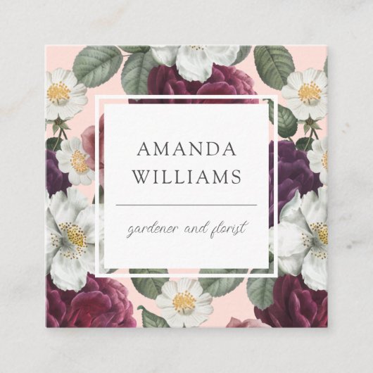 Stilvoll Elegant Floral Rustic Boho Quadratische Visitenkarte (Vorderseite)