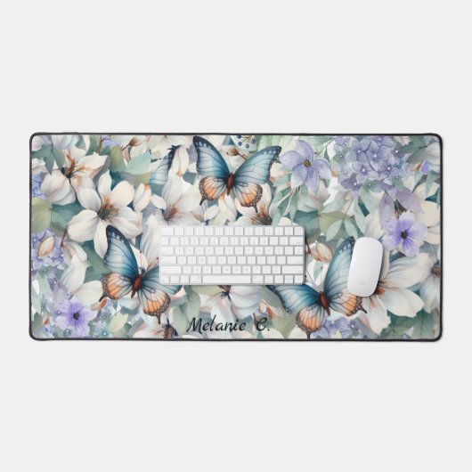 Stilvoll & elegant Florals & Butterflies Schreibtischunterlage (Tastatur & Maus)