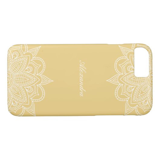 Stilvoll & elegant Gold & White Mandala Lace Case-Mate iPhone Hülle (Rückseite (Horizontal))