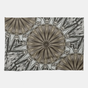 Stilvoll Elegant Kaleidoskop Design Brown Gray Geschirrtuch
