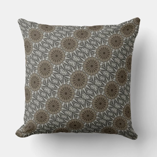 Stilvoll Elegant Kaleidoskop Design Brown Gray Kissen (Vorderseite)
