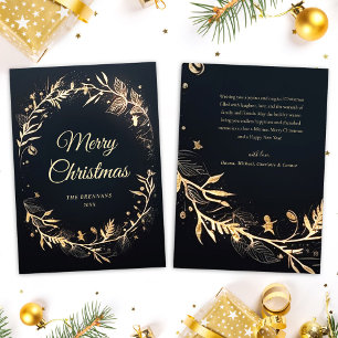 Stilvoll Elegant Minimalistisch Black Gold Weihnac Feiertagskarte