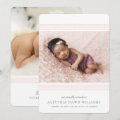 Stilvoll Elegant Moderne Linien | 2 Foto Blush Bir Ankündigung (Vorne/Hinten)