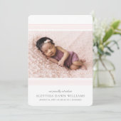 Stilvoll Elegant Moderne Linien | 2 Foto Blush Bir Ankündigung (Stehend Vorderseite)