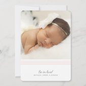 Stilvoll Elegant Moderne Linien | 2 Foto Blush Bir Ankündigung (Rückseite)