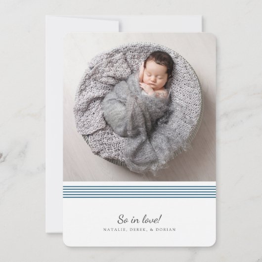 Stilvoll Elegant Moderne Linien | 2 Foto Navy Birt Ankündigung (Rückseite)