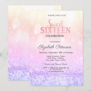 Stilvoll Elegant Ombre Glitzer Bokeh Sweet 16 Einladung
