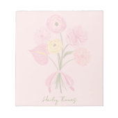 Stilvoll Elegant Pink Bow Floral Notizblock (Vorderseite)