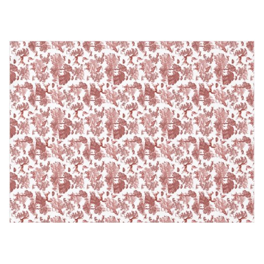 Stilvoll Elegant Red Toile Fox Rabbit Tischdecke (Vorderseite (Horizontal))