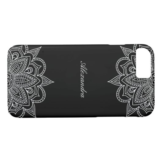 Stilvoll & elegant Schwarz & Weiß Mandala Lace Case-Mate iPhone Hülle (Rückseite (Horizontal))