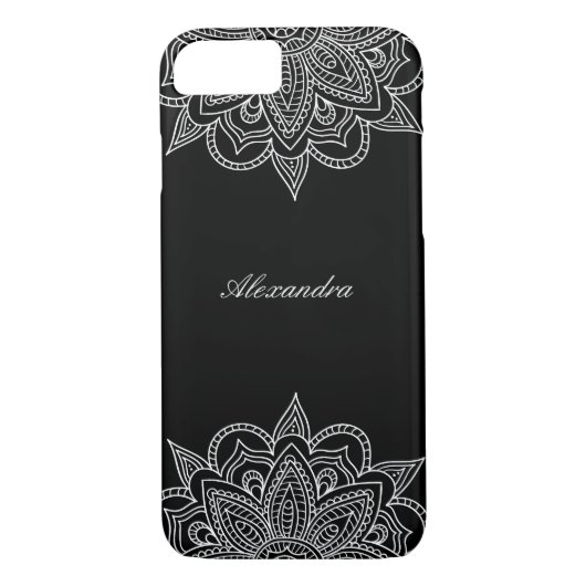 Stilvoll & elegant Schwarz & Weiß Mandala Lace Case-Mate iPhone Hülle (Rückseite)