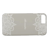Stilvoll & elegant Taupe & White Mandala Lace Case-Mate iPhone Hülle (Rückseite (Horizontal))