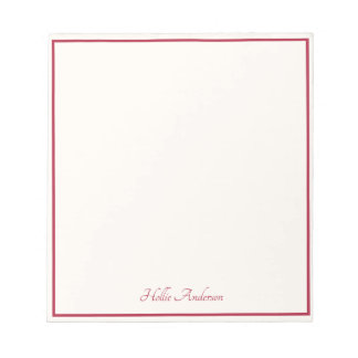 Stilvoll elegante Elfenbein & Rot Modern Notizblock