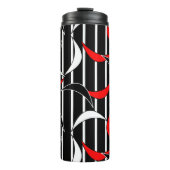 Stilvoll Elegante Schwarz-weiße Rote Streifen Tumb Thermosbecher (Vorderseite)