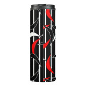 Stilvoll Elegante Schwarz-weiße Rote Streifen Tumb Thermosbecher (Rückseite)