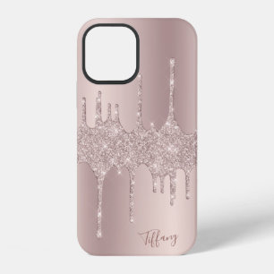 Stilvoll eleganter Kupfer-Roségold-Glitter-Tropfen iPhone 12 Hülle