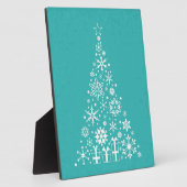 Stilvoll eleganter weißer und aquamariner Weihnach Fotoplatte (Seite)