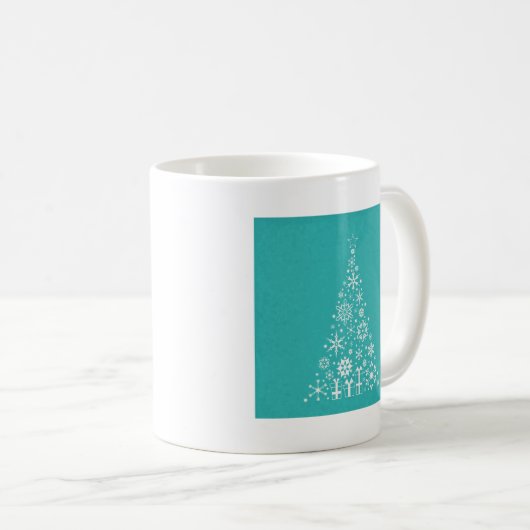 Stilvoll eleganter weißer und aquamariner Weihnach Kaffeetasse (VorderseiteRechts)