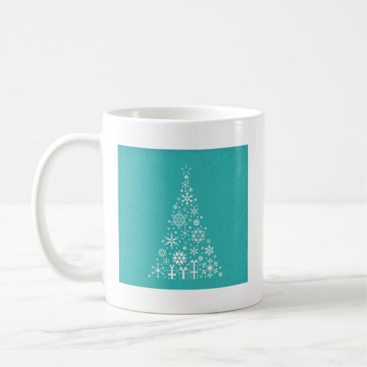 Stilvoll eleganter weißer und aquamariner Weihnach Kaffeetasse (Links)