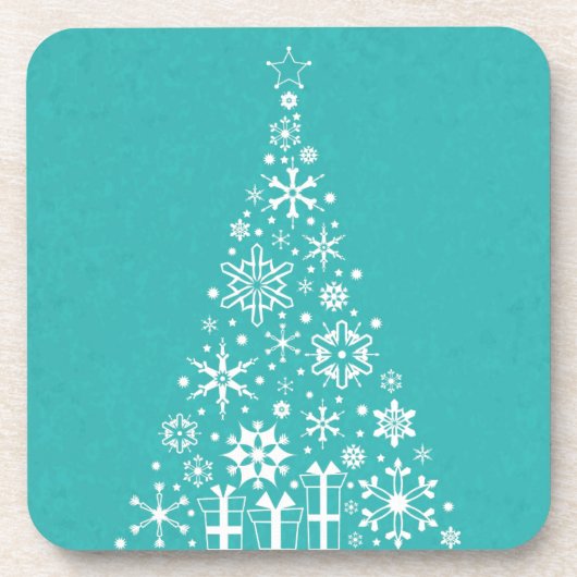 Stilvoll eleganter weißer und aquamariner Weihnach Untersetzer (Vorderseite)