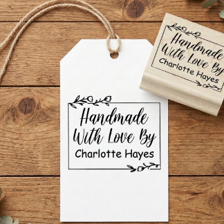 Stilvoll Elegantes Blattwerk Schrift Handgefertigt Gummistempel