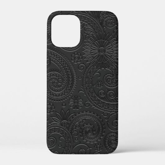 Stilvoll Etched Modern Black Paisley Floral Patter Case-Mate iPhone Hülle (Rückseite)