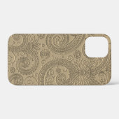 Stilvoll Etched Modern Gold Paisley Floral Muster Case-Mate iPhone Hülle (Rückseite (Horizontal))