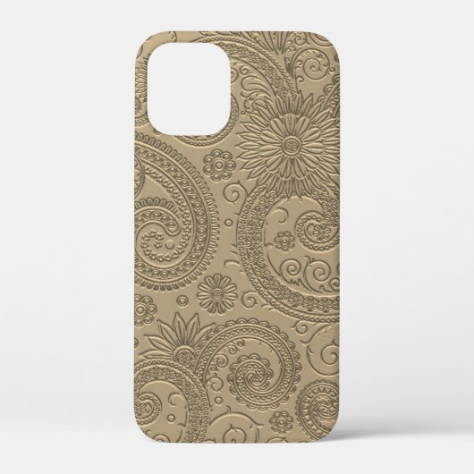 Stilvoll Etched Modern Gold Paisley Floral Muster Case-Mate iPhone Hülle (Rückseite)